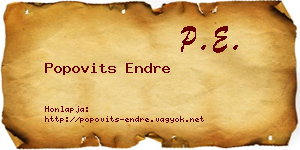 Popovits Endre névjegykártya